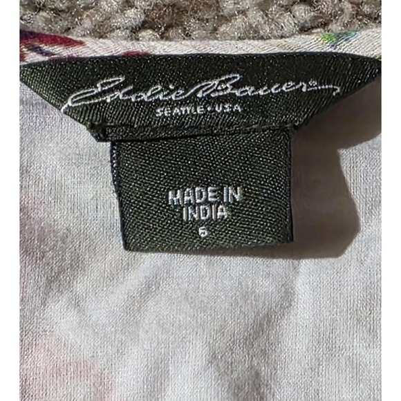 Eddie Bauer Dress Womens Small White Floral 100% Cotton Lined Cap Sleeve Belted - Picture 4 of 10